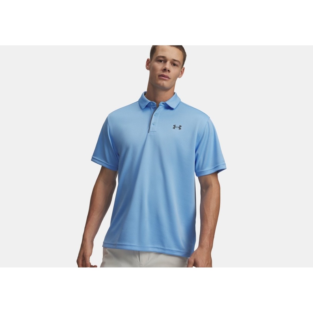 Under Armour‎ UA Tech Performance Polo Short Sleeve Shirt Light Blue XL